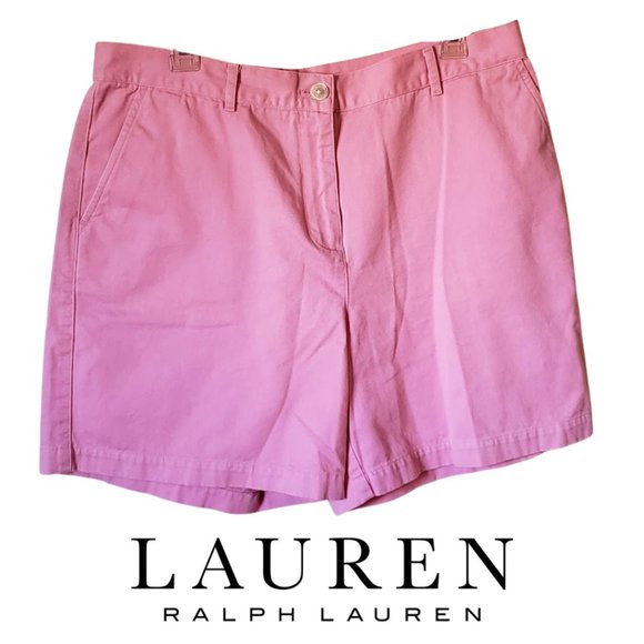 Lauren Ralph Lauren Pants - Lauren Ralph Lauren Pink High Rise Shorts with 6" Inseam, Size: 14P